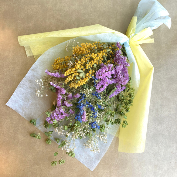 数量限定【フラワーギフト・誕生日】スターチスとミモザのドライ