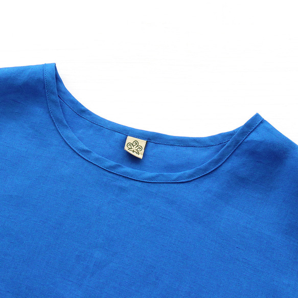 大人のTシャツに。リネンのワイドプルオーバーブラウス（シアンブルー）TP34. 11枚目の画像