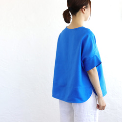 大人のTシャツに。リネンのワイドプルオーバーブラウス（シアンブルー）TP34. 9枚目の画像