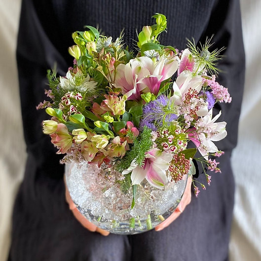 ガラスボウルL　バースデーギフト　お誕生日　お礼　お祝い　記念日　プレゼント　ギフト　母の日　生花　アレンジメント