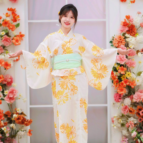 GRL 浴衣　夏祭り 2点セット　花火大会　ひまわり　可愛い　帯付き GRL浴衣を紹介するよ❣️ 水彩ひまわり浴衣セット［gi1510
