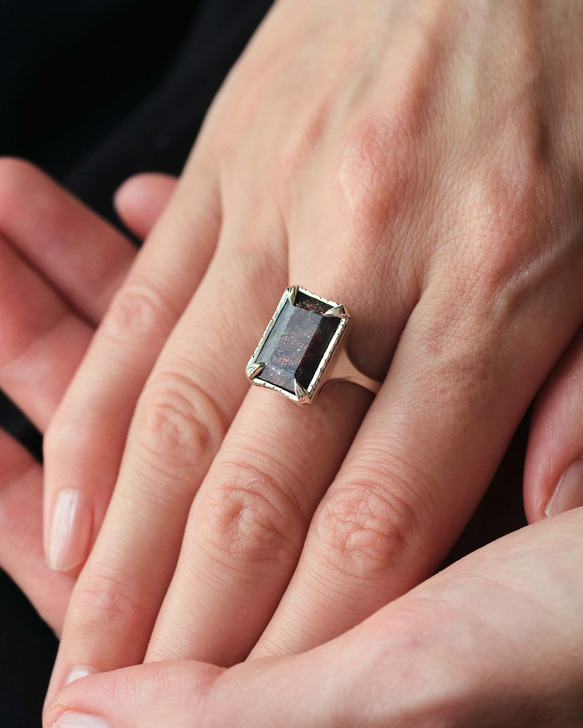 アイオライトサンストーンのシルバーリング(Silver950/天然石/指輪) 3枚目の画像