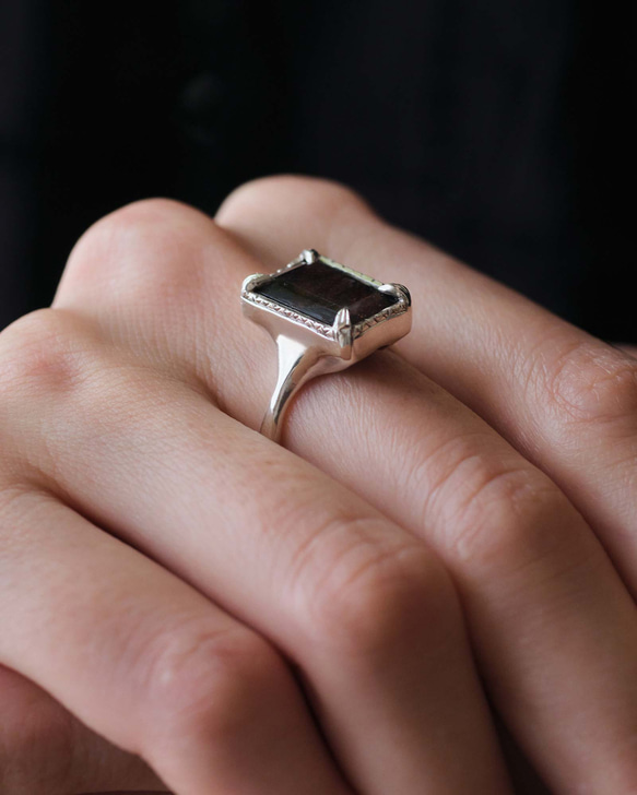 アイオライトサンストーンのシルバーリング(Silver950/天然石/指輪) 5枚目の画像