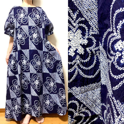 藍染めワンピース（ハンドメイド） 藍染め - ワンピースの人気通販 | minne 国内最大級の