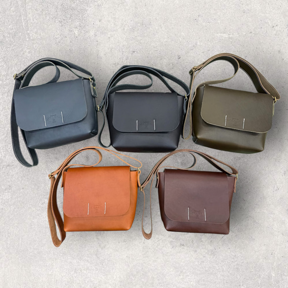 レザーフラップショルダーバッグS（ハンドメイド／コンパクト
