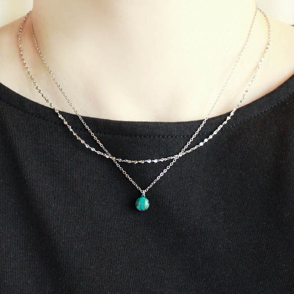 【選べるカラー！】ブルーコッパーターコイズプチネックレスセット  夏アクセ ゴールド シルバーアクセサリー 15枚目の画像