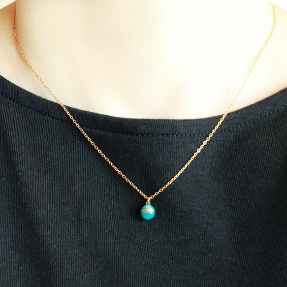 【選べるカラー！】ブルーコッパーターコイズプチネックレスセット  夏アクセ ゴールド シルバーアクセサリー 18枚目の画像
