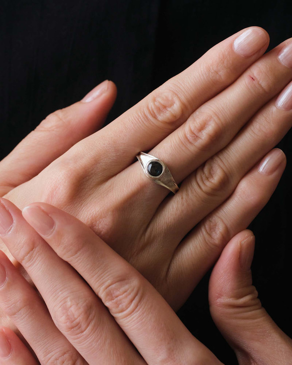 ブラックスターサファイアのシルバーリング　(Silver950/天然石/指輪) 2枚目の画像