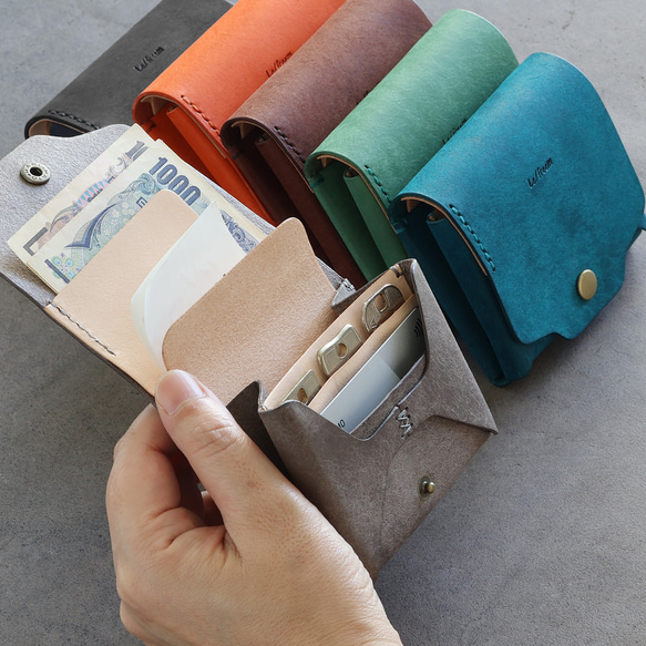 LF-031 お札が折れない鍵が入るコンパクト財布 マルゴー×ヌメ革ツｰトン