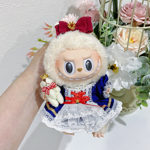 JANAYA ハンドメイド labubuぬいぐるみ服 紺色ワンピース 4点