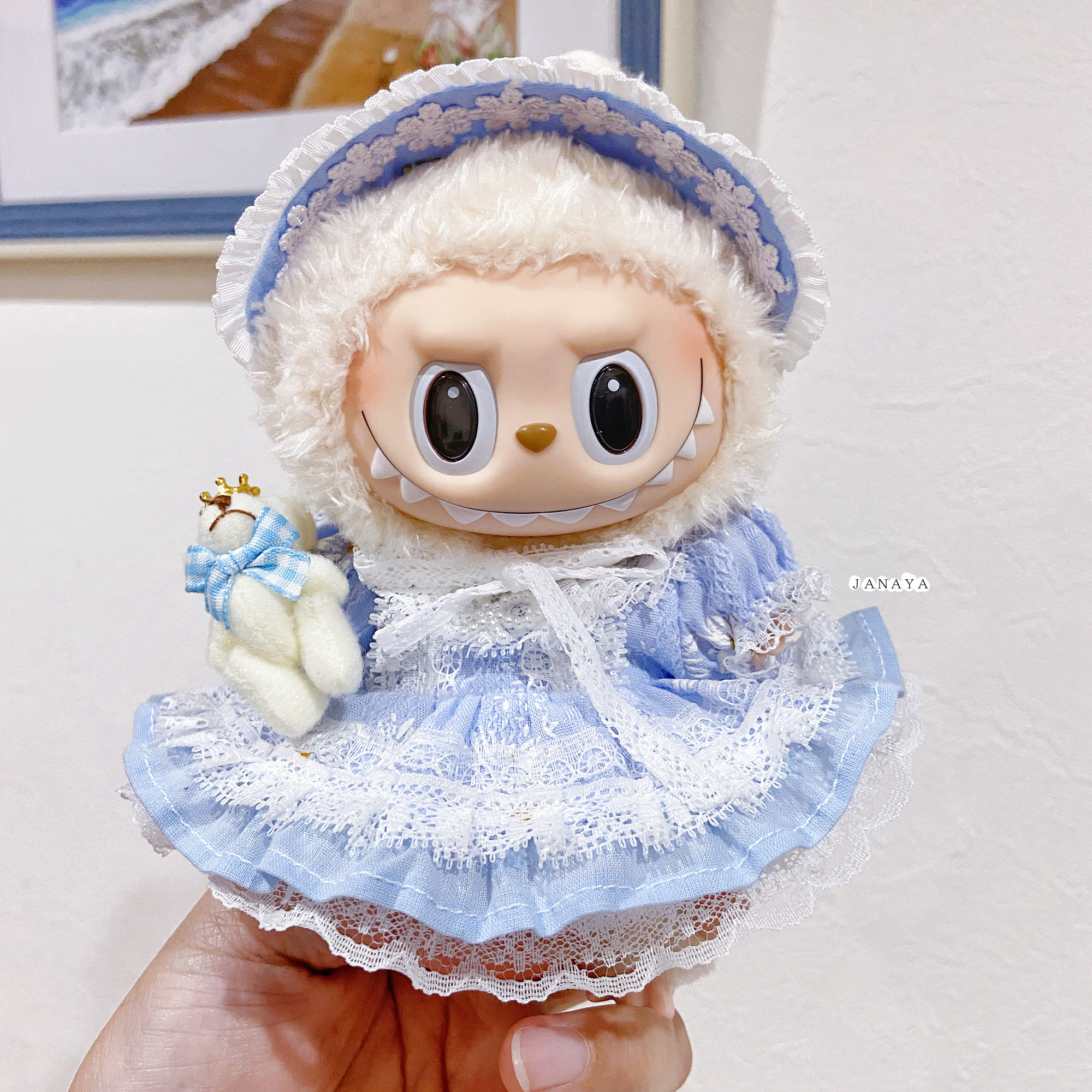 水色labubu ハワイアンデザイン38cmぬいぐるみ For 38cm Labubu Plush Doll Clothes Kawaii Stitch Labubu Doll