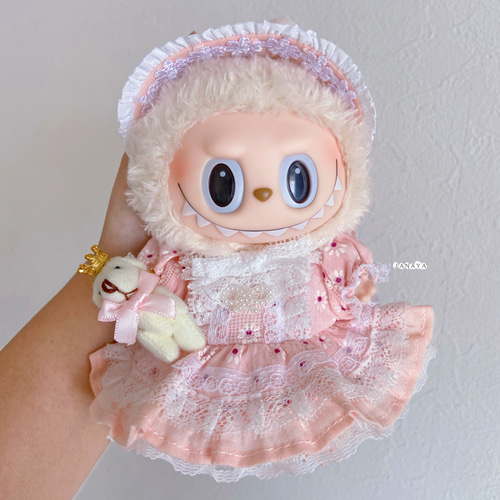 JANAYA ハンドメイド labubuぬいぐるみ服 ピンクワンピース 4点
