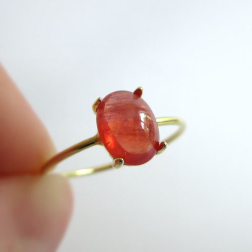 9月の誕生石】8×6mm発色美「オレンジサファイア」リング 指輪・リング