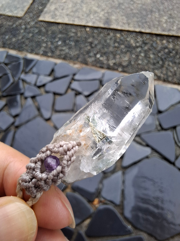 ヒマラヤ水晶 ＊ ガネッシュヒマール マクラメネックレス ⑥ ガネーシュヒマール産水晶 マクラメ編みペンダント 】 まがたま