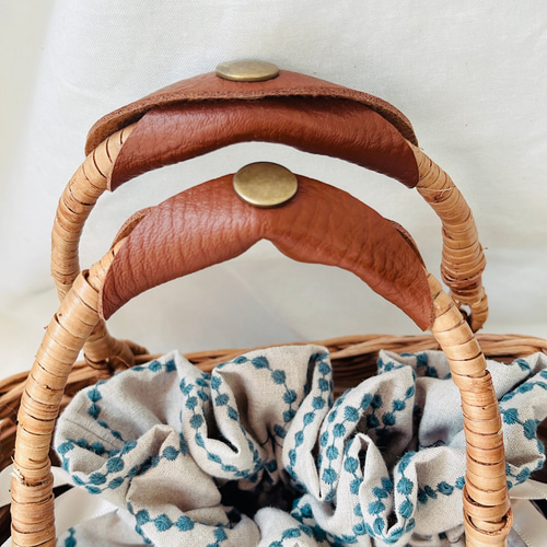 ミナペルホネンtambourine巾着付き＊ナチュラルかごバッグ かごバッグ