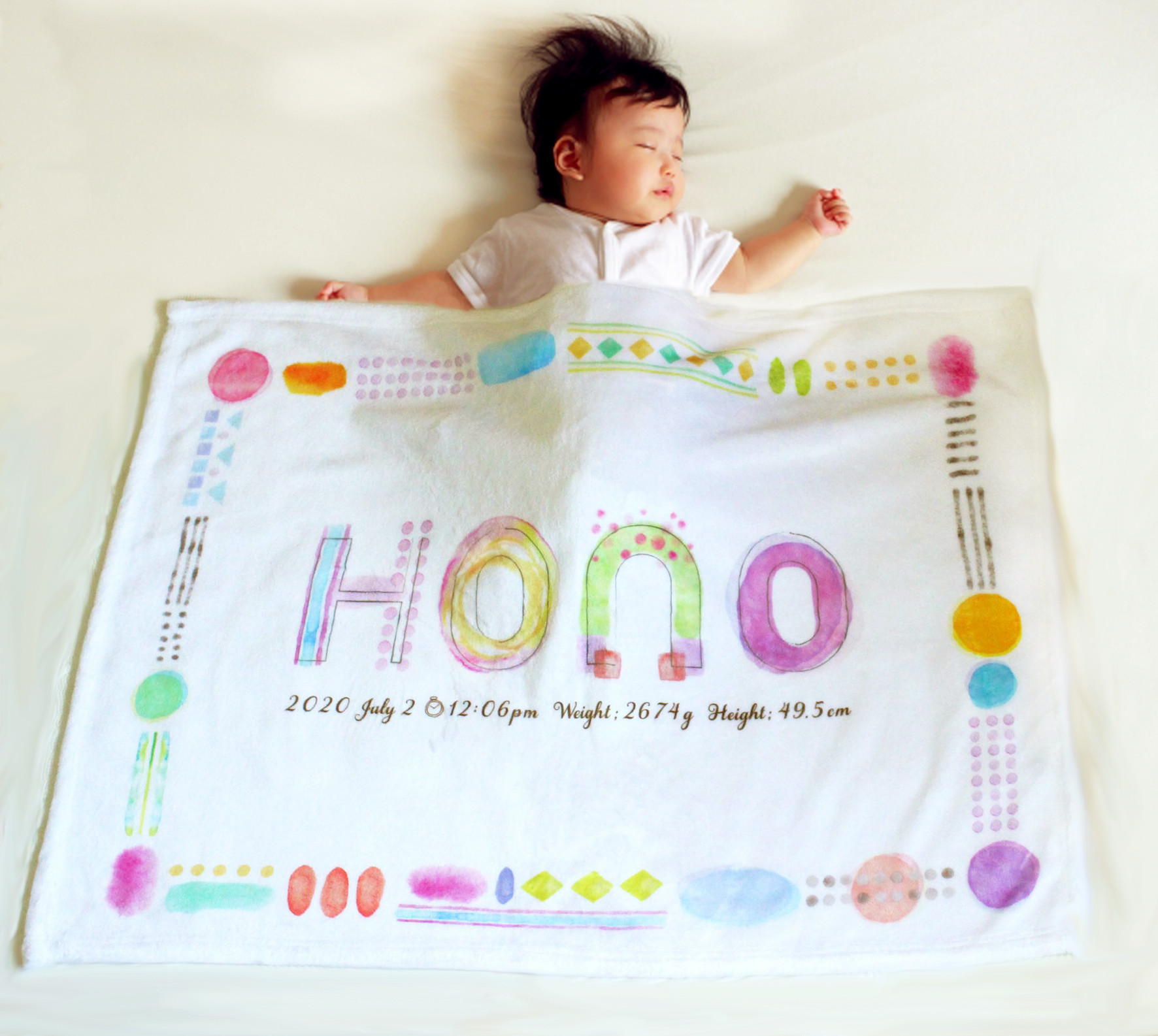 ＊クリスマスギフト＊出生記録入り名入れブランケット＊絵本のようなブランケット＊出産祝＊ふんわり水彩デザイン＊