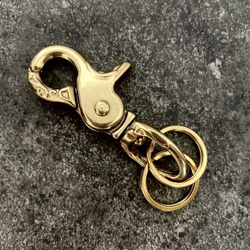 Creema限定 真鍮 メンズ キーリング キーフック キーホルダー パーツ