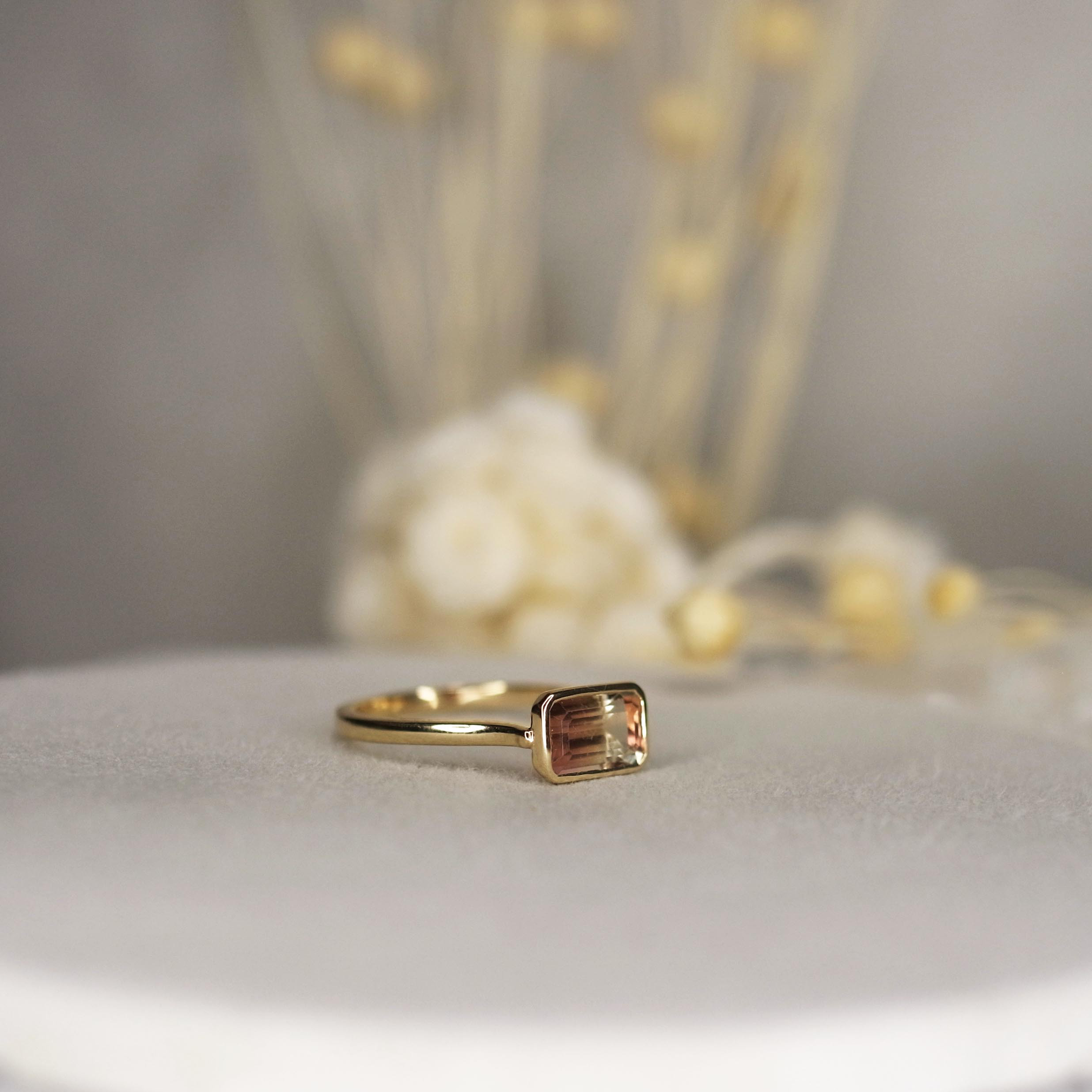 バイカラートルマリンAAA　K10リング　15号サイズ　№4