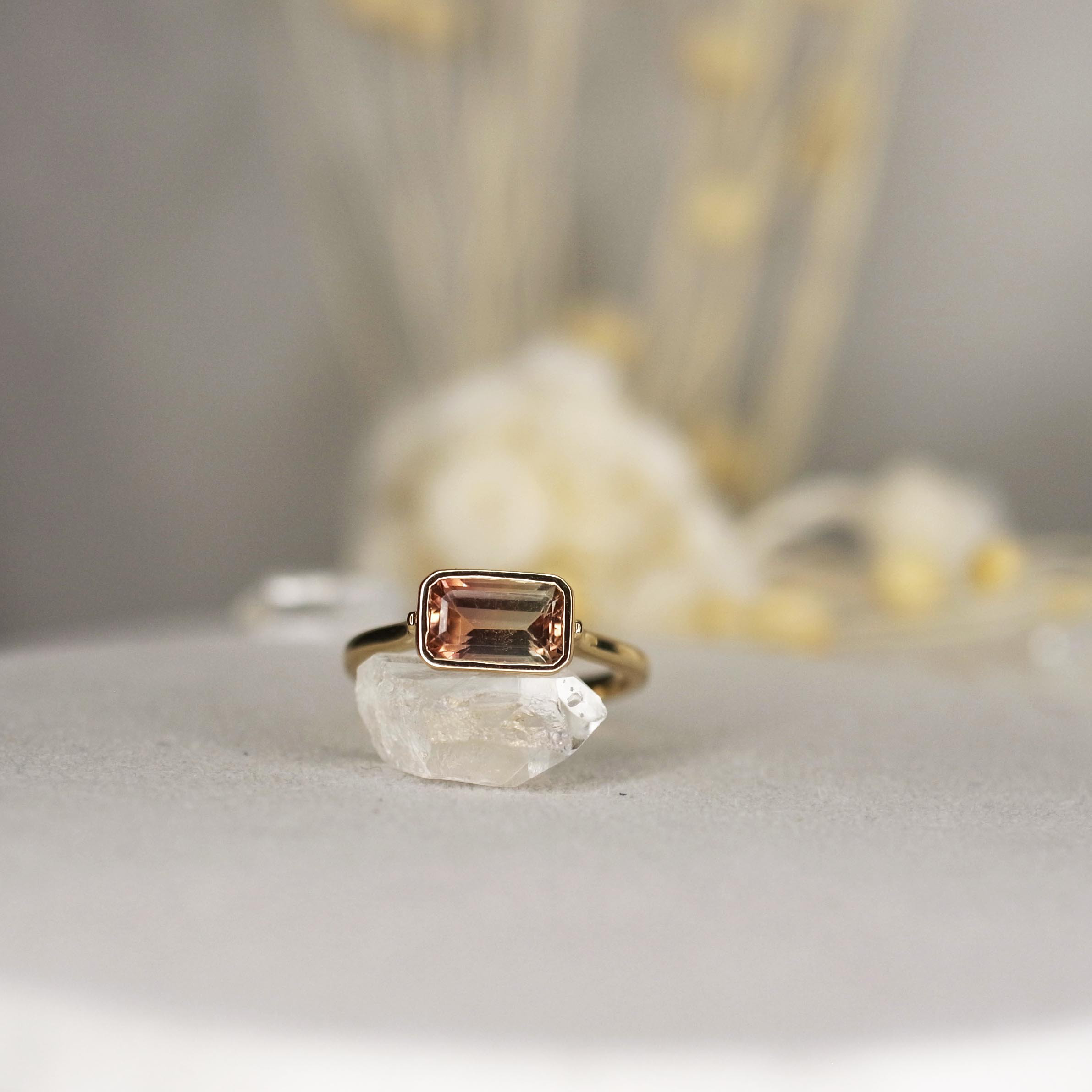 バイカラートルマリンAAA　K10リング　15号サイズ　№4