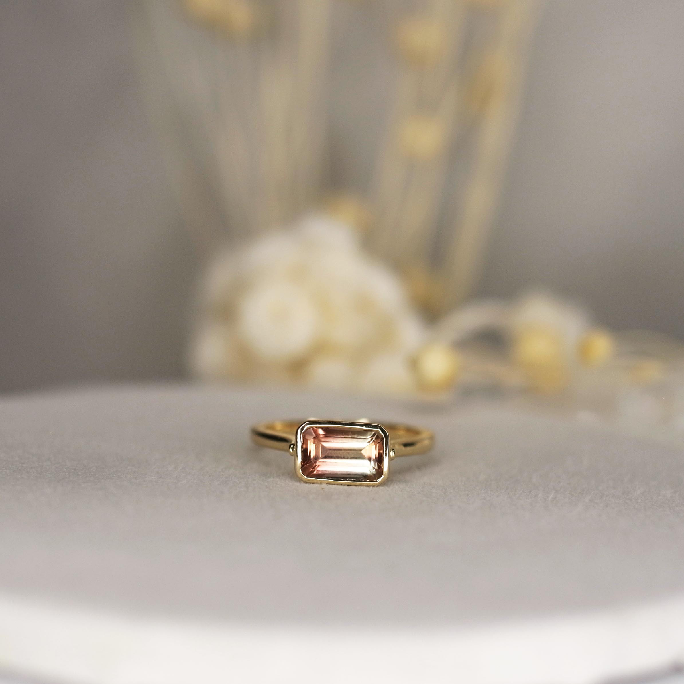 バイカラートルマリンAAA　K10リング　15号サイズ　№4