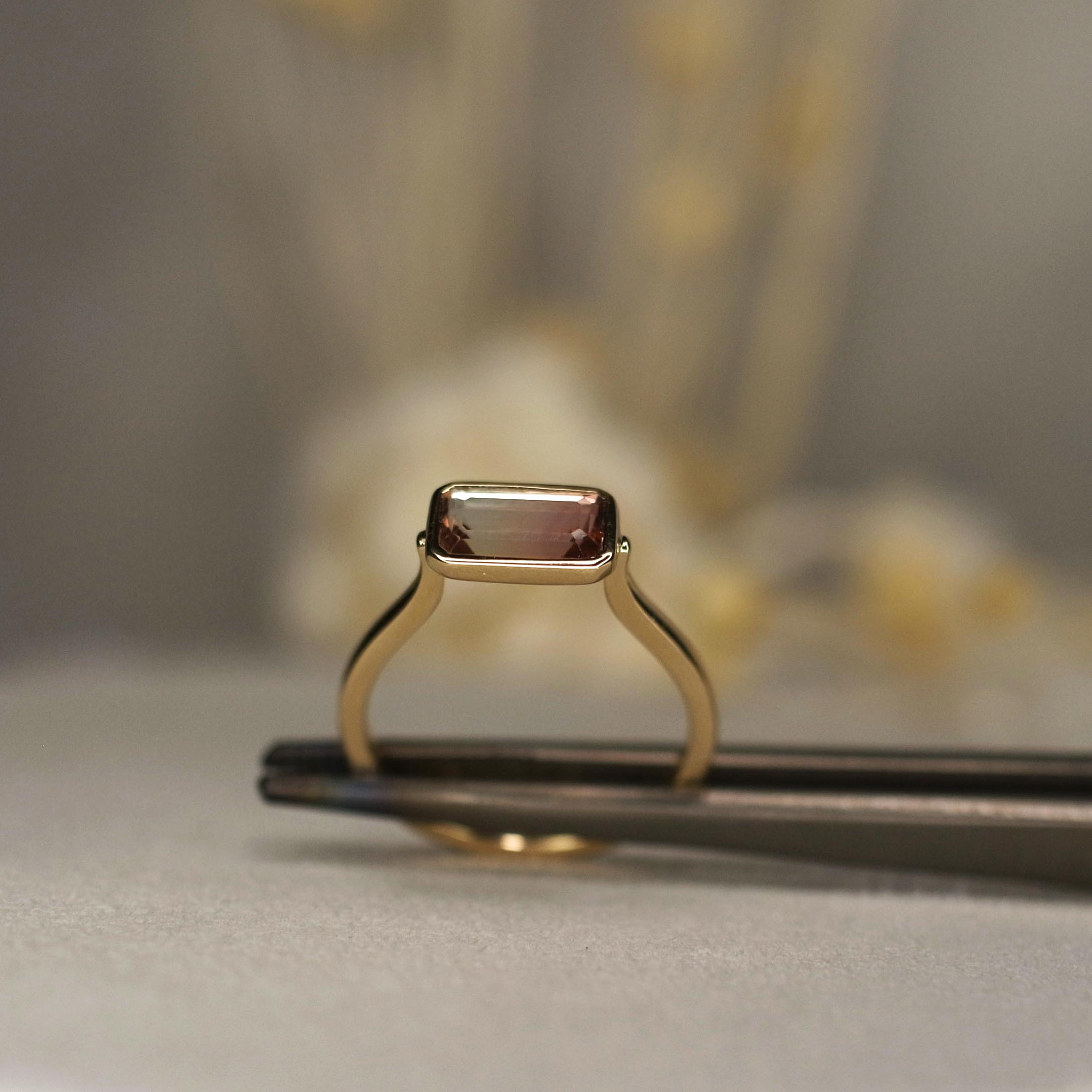 バイカラートルマリンAAA　K10リング　15号サイズ　№4