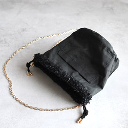 きらめき尾州ブラックツイードドローストリングバッグ 8枚目の画像