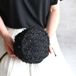 きらめき尾州ブラックツイードドローストリングバッグ 7枚目の画像