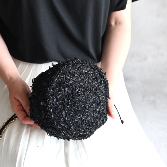 きらめき尾州ブラックツイードドローストリングバッグ 7枚目の画像