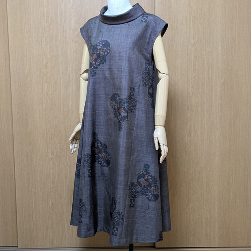 SOLD 着物リメイク ワンピース 大島紬 M〜L ワンピース さら