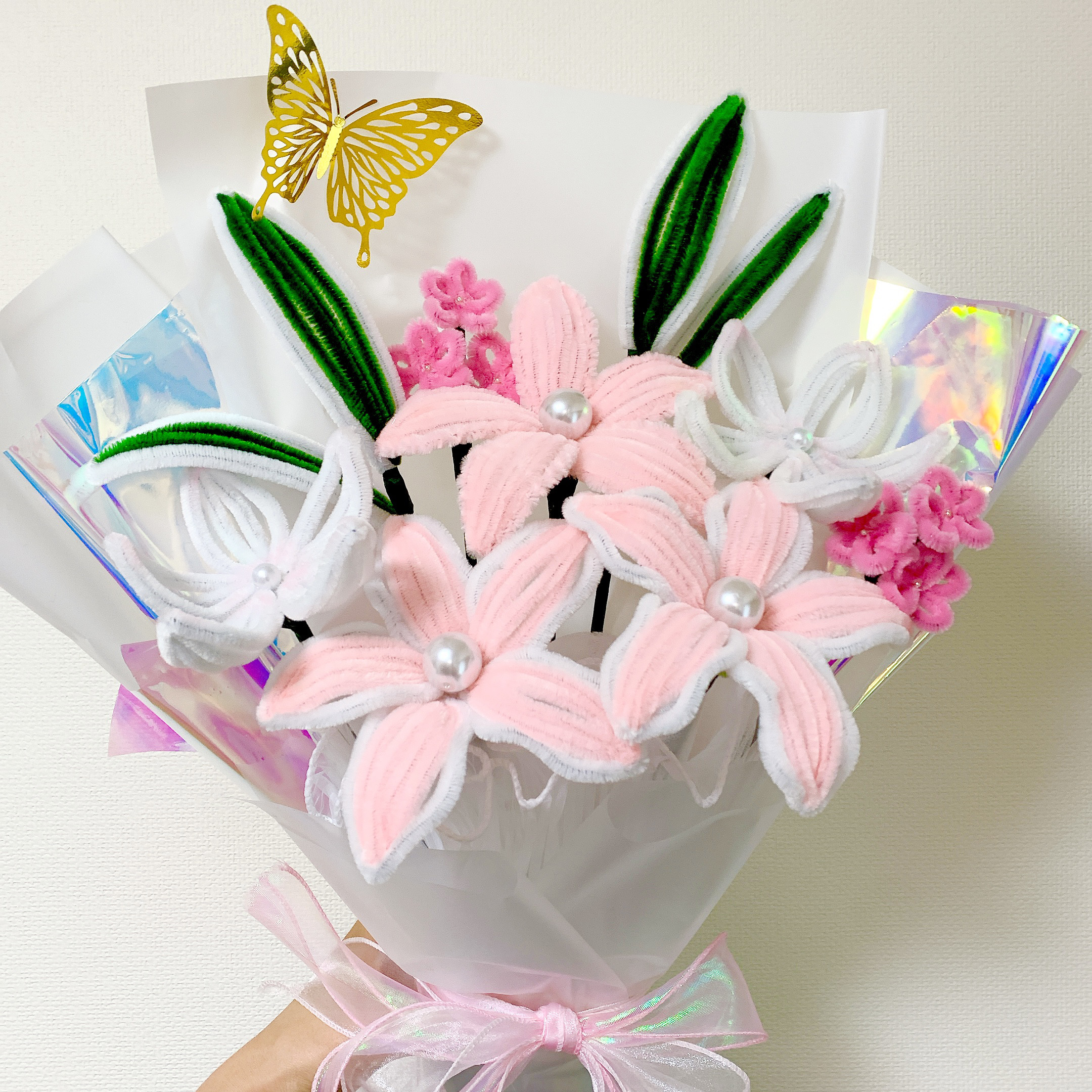 ピンク　ゆり　花束　誕生日　プレゼント　発表会　お祝い　フラワーモール　ミディ