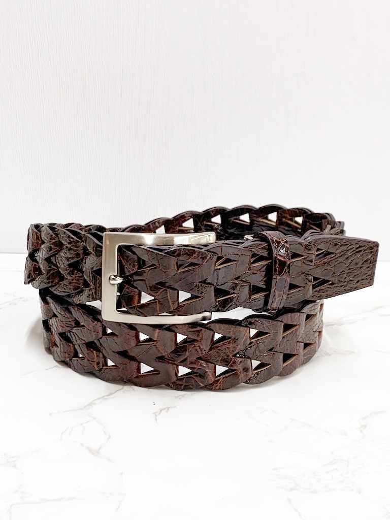 日本製　タートル　海亀革　３５㎜巾　メッシュ　上質　 チェーンベルト　エキゾチックレザー