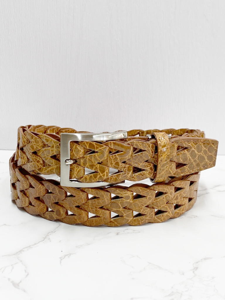 日本製　タートル　海亀革　３５㎜巾　メッシュ　上質　 チェーンベルト　エキゾチックレザー