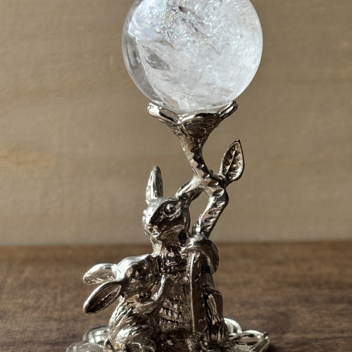 虹入り！ミニ☆ホワイトガーデンクォーツスフィア（丸玉）☆31.5mm