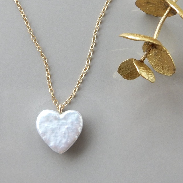 〖ハート〗淡水パール一粒ネックレス 14kgf【1666】