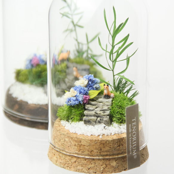 【雨の日も豊かに過ごす】紫陽花の箱庭 キツネ[S／６０φ］【暑中お見舞い・誕生日ギフトにも】 7枚目の画像