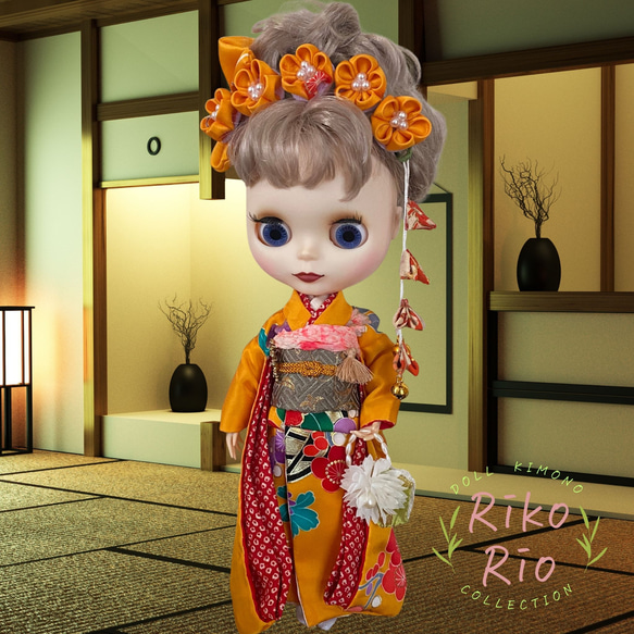 作家様　ugiko 様　ブライス　アウトフィット 着物 ブライス着物❣️豪華な大振袖着物セット☆正絹生地・総裏地
