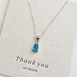 宝石質ネオンブルーアパタイトのしずくネックレス☆シルバー925