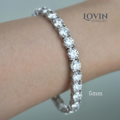 モアサナイト／テニスブレスレット【6.5mm/石】／シルバー925／14cm