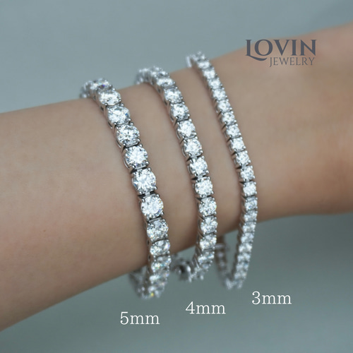 モアサナイト／テニスブレスレット【6.5mm/石】／シルバー925／14cm