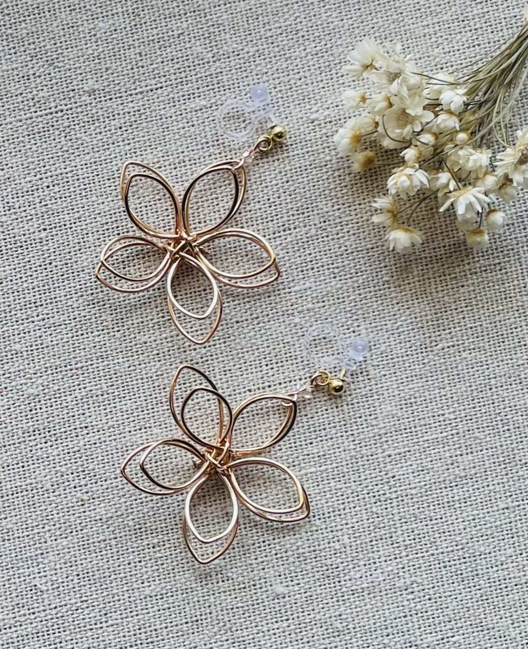 フラワー　ピンク系　ピアス　ハンドメイド　イヤリング変更可 フラワー ピンク系 ピアス ハンドメイド イヤリング変更可