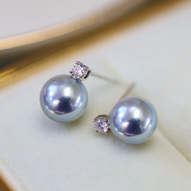 [ラコルセア] プリンセスモデル 日本製 6.5-9.5mm アコヤ 真多羅 馬海水真珠 イヤリング 18Kゴールド ダイヤモン