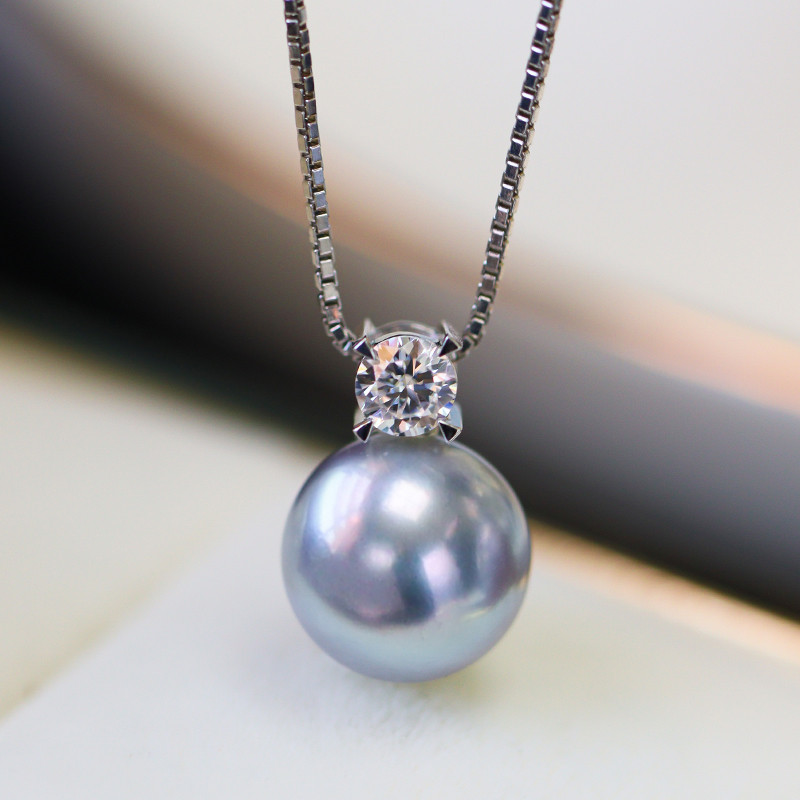 【ラコルセア】プリンセスモデル 日本製 8-10mm アコヤ真珠 旭川産 海水真珠 ペンダントネックレス 18Kゴールド ダイヤ