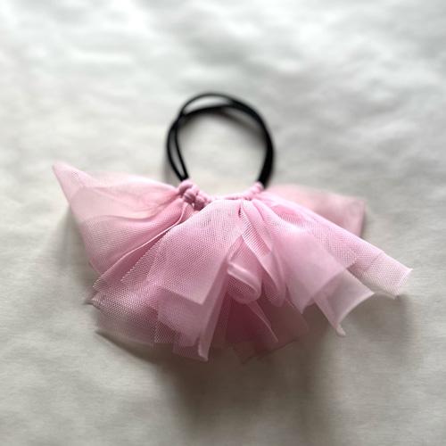 チュールリボン♡ヘアゴム♡ リボンヘアゴム ♪ チュール ビーズ2個セット ヘアゴム asukaribbon24