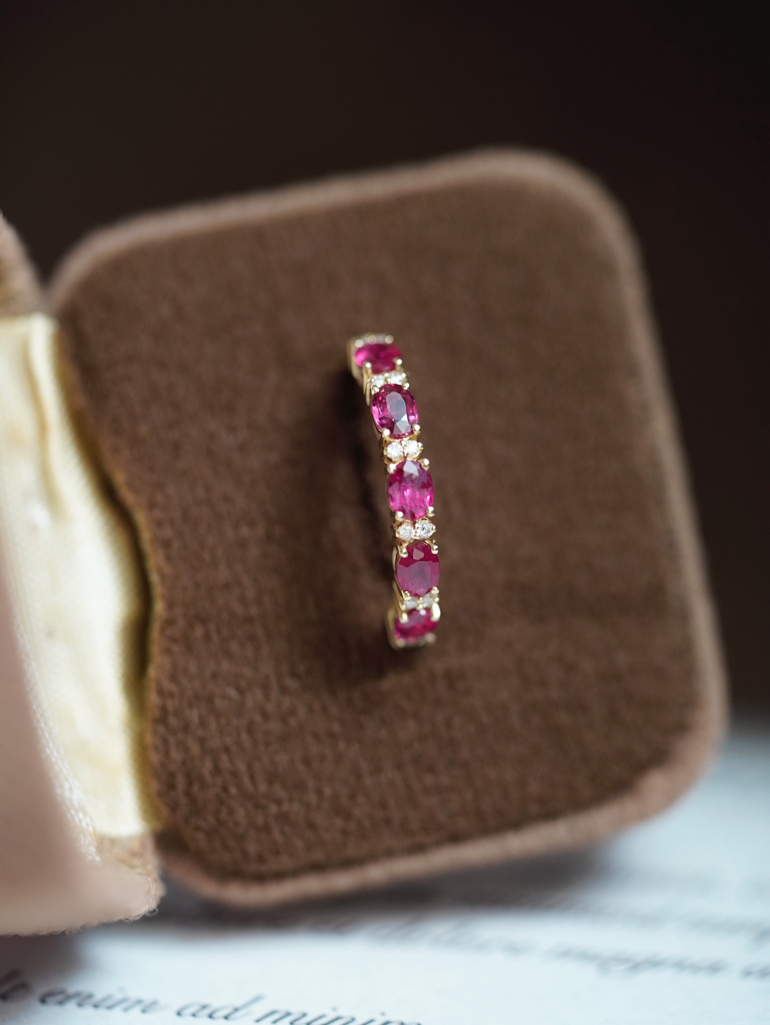 天然ダイヤモンド付きルビーリングk18　1008