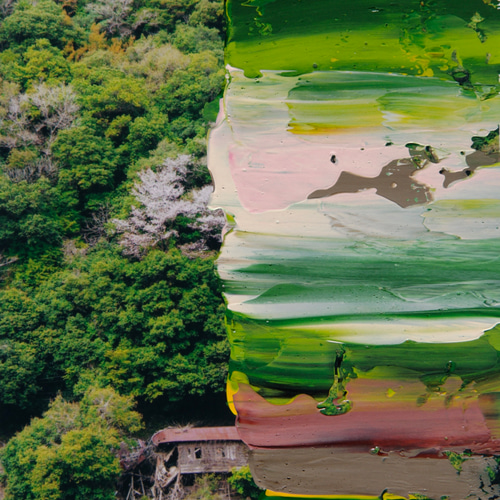 森林の風景　額縁入り アート 風景 山桜 森林 シンプル モダン 木製の額縁付き (A-#80