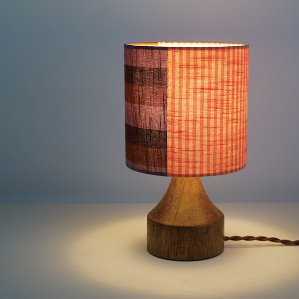 ◆HappyLamp◆Sサイズ/日本/会津木綿/ピンク/JAPAN fabric/スタンドランプ/照明/素材の旅2025 1枚目の画像