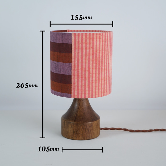 ◆HappyLamp◆Sサイズ/日本/会津木綿/ピンク/JAPAN fabric/スタンドランプ/照明/素材の旅2025 6枚目の画像