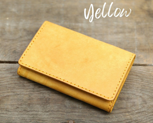 送料無料 カードケース 名刺入れ 本革 イエロー イタリアンタンニン