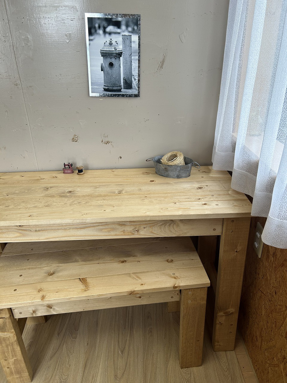 アンティーク風 机・作業台・パソコン台　120cm  【ミディアムウォルナット】