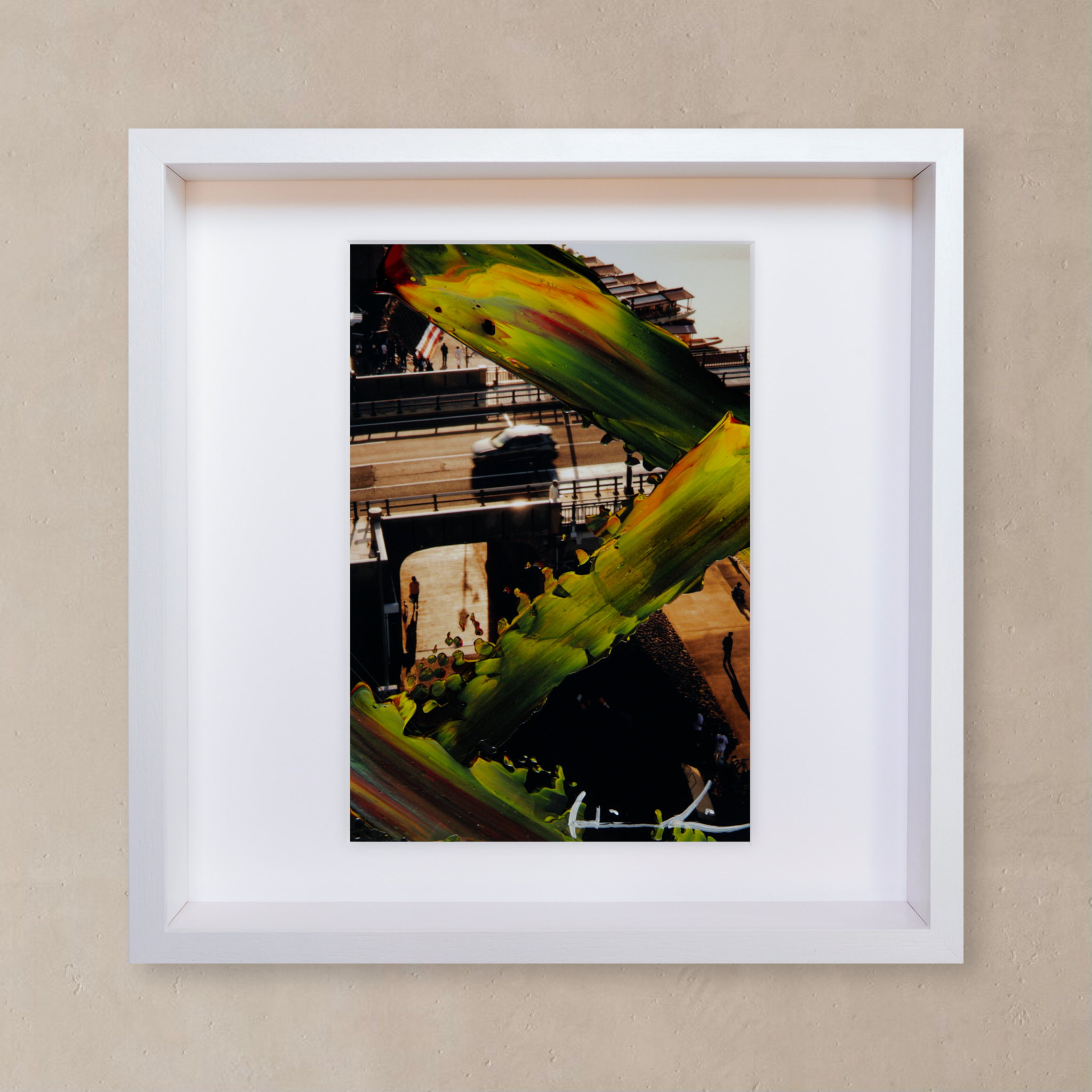 モダンアート 夕焼け 風景 シンプル 木製の額縁付き (A-#85)